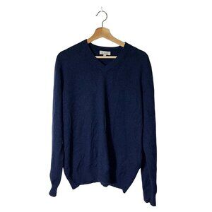 Kinross Cashmere Mens V-Neck Sweater M Navy Blue Cozy Soft